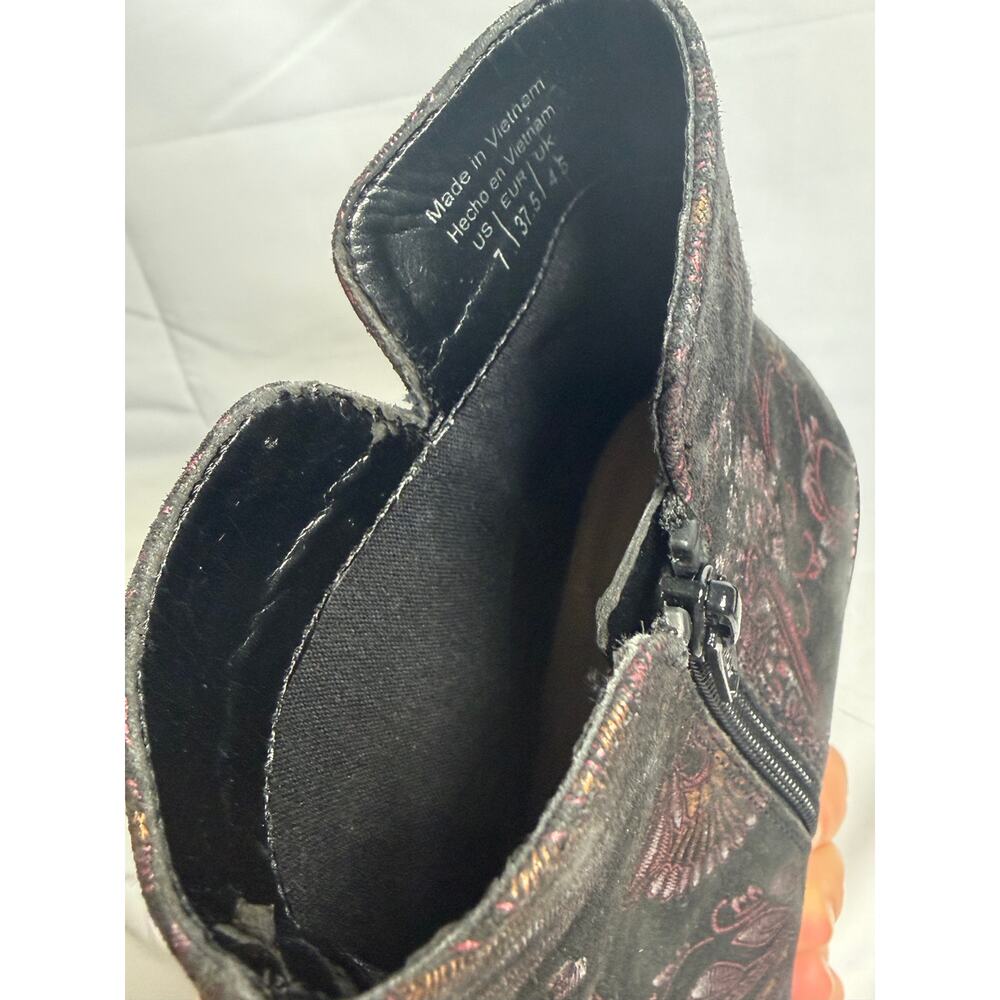 ALDO Metallic Brocade Chunky Ankle Booties Unique Paisley Purple 60s size 7 - Picture 5 of 10
